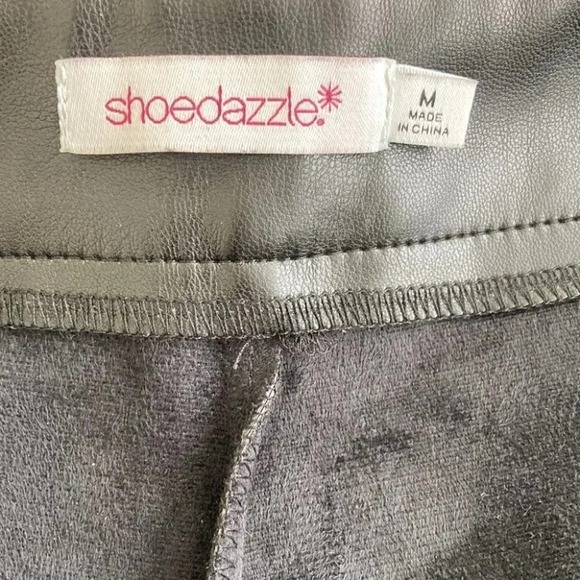 ShoeDazzle Pants 6 8 Medium High Rise Black Faux Leather Slim Stretchy Moto - Picture 5 of 11